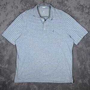 johnnie-O Hangin’ Out Neeson Polo Shirt XXL Heather Gray Blue Stripe